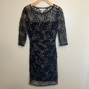 MAX & Cleo Black and Metallic Formal Lace Dress